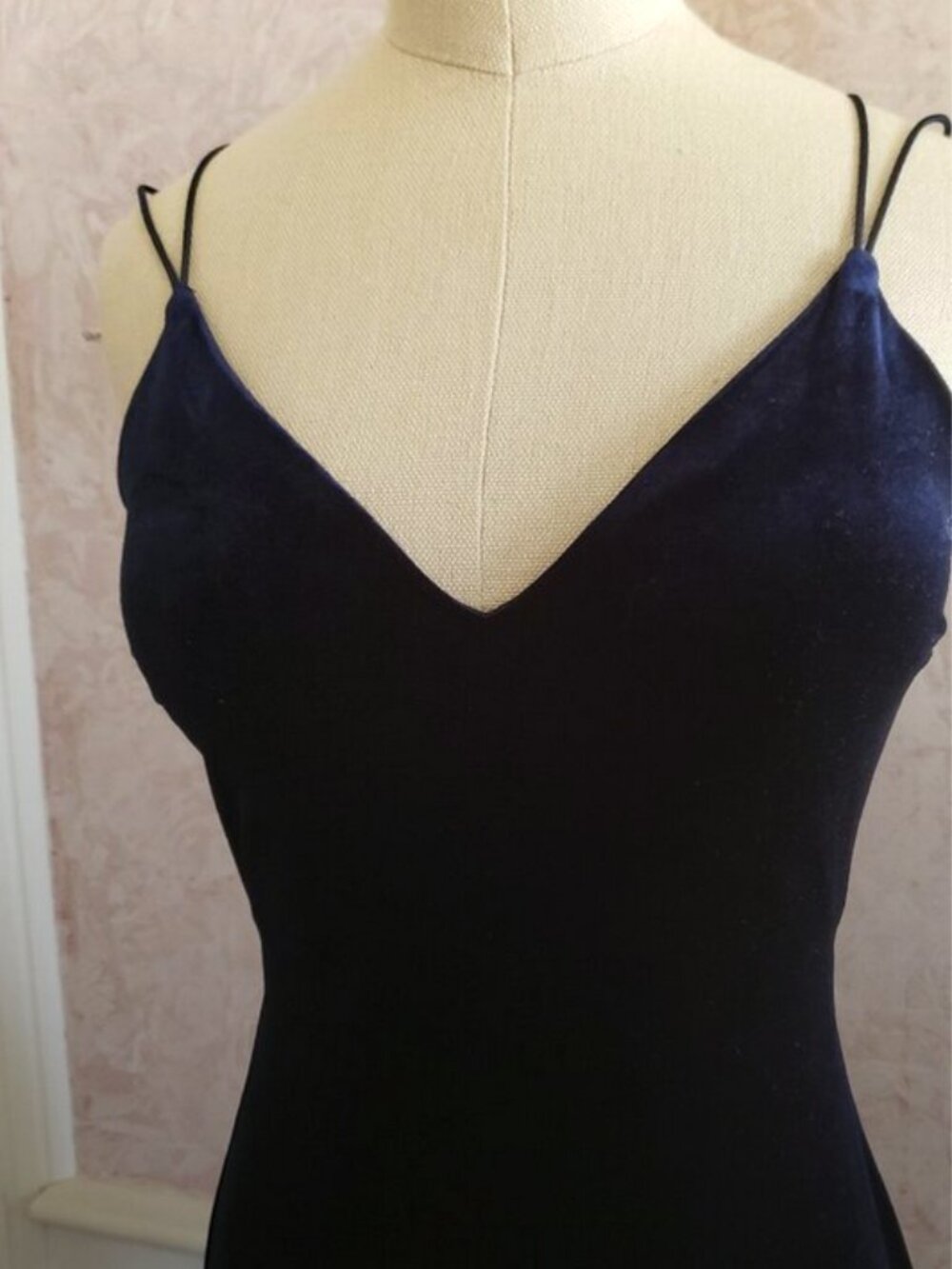 Dark Blue Velvet Windsor Backless Cocktail dress XS - Picture 3 of 10